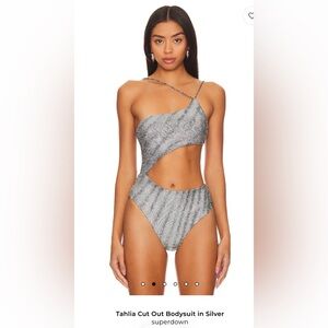 Brand new- Superdown Thalia Cutout BodySuit in Silver